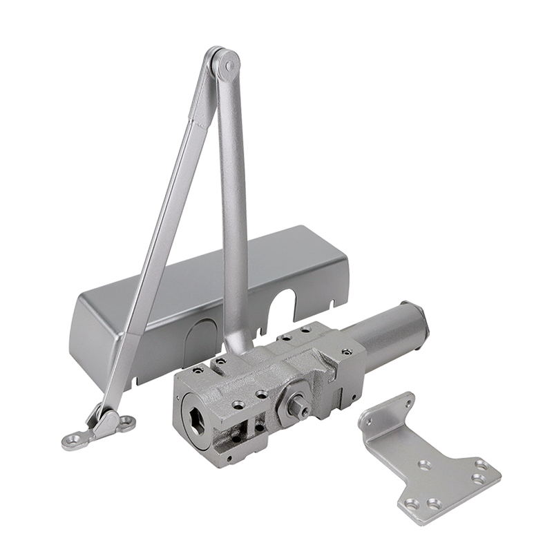 OUBAO OB03 heavy-duty cast iron door closer with adjustable closing force and hold-open option